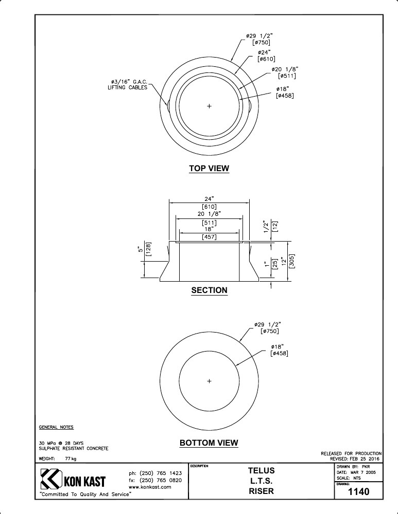 Technical drawing: Telus LTS Riser