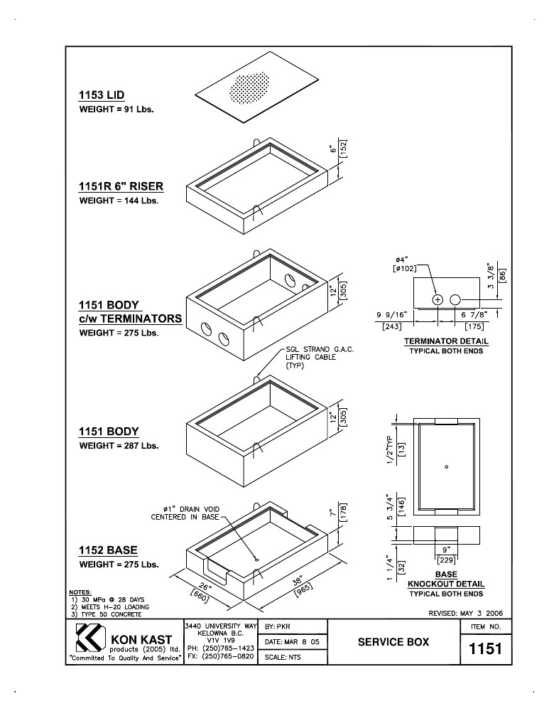 Technical drawing: Service Box