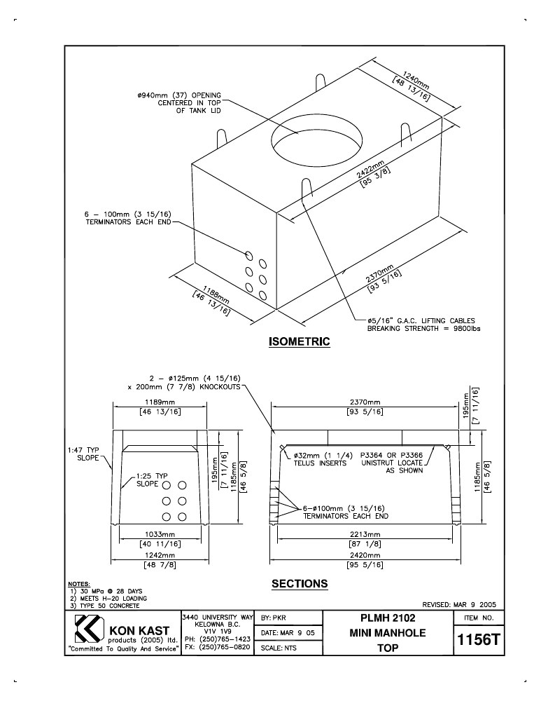 Technical drawing: PLMH 2102 Manhole Top