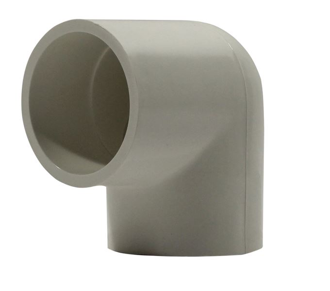 White Schedule 40 PVC 90-degree socket elbow — representative fitting